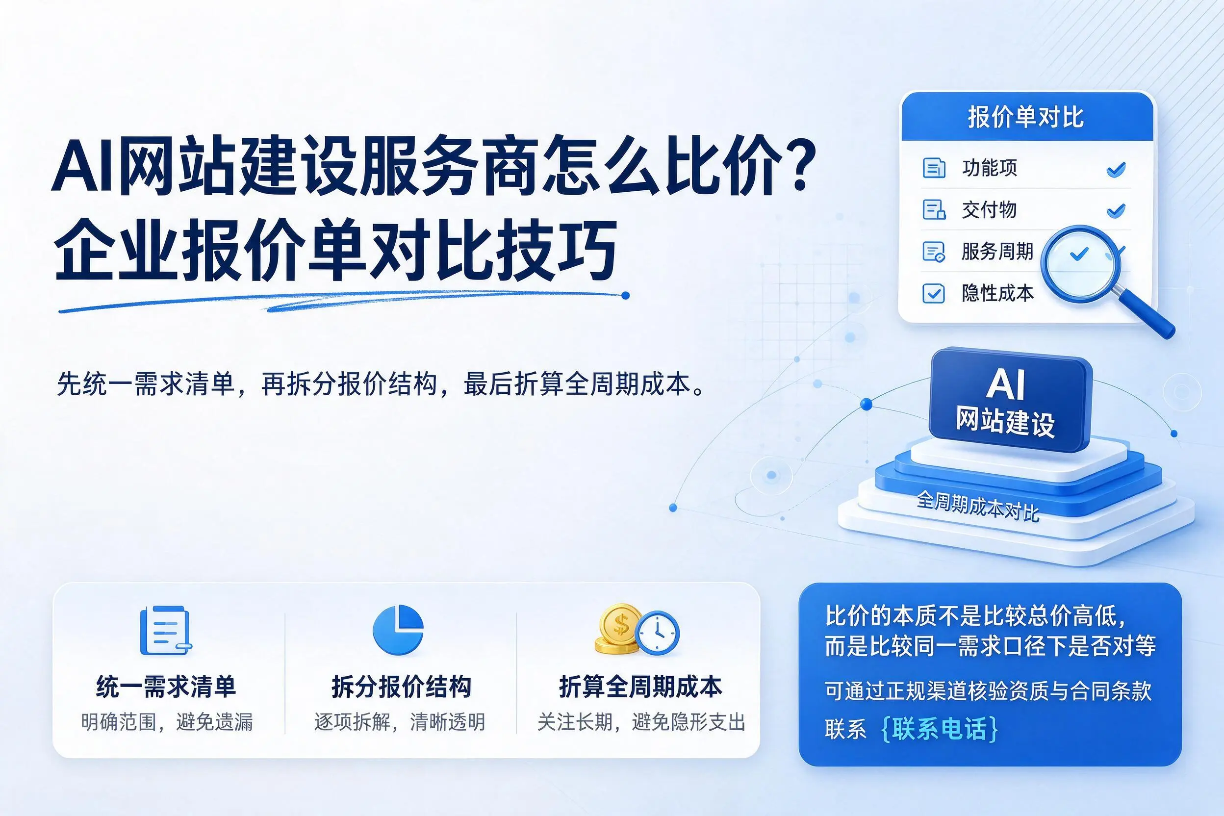 AI网站建设服务商怎么比价?十堰企业报价单对比技巧