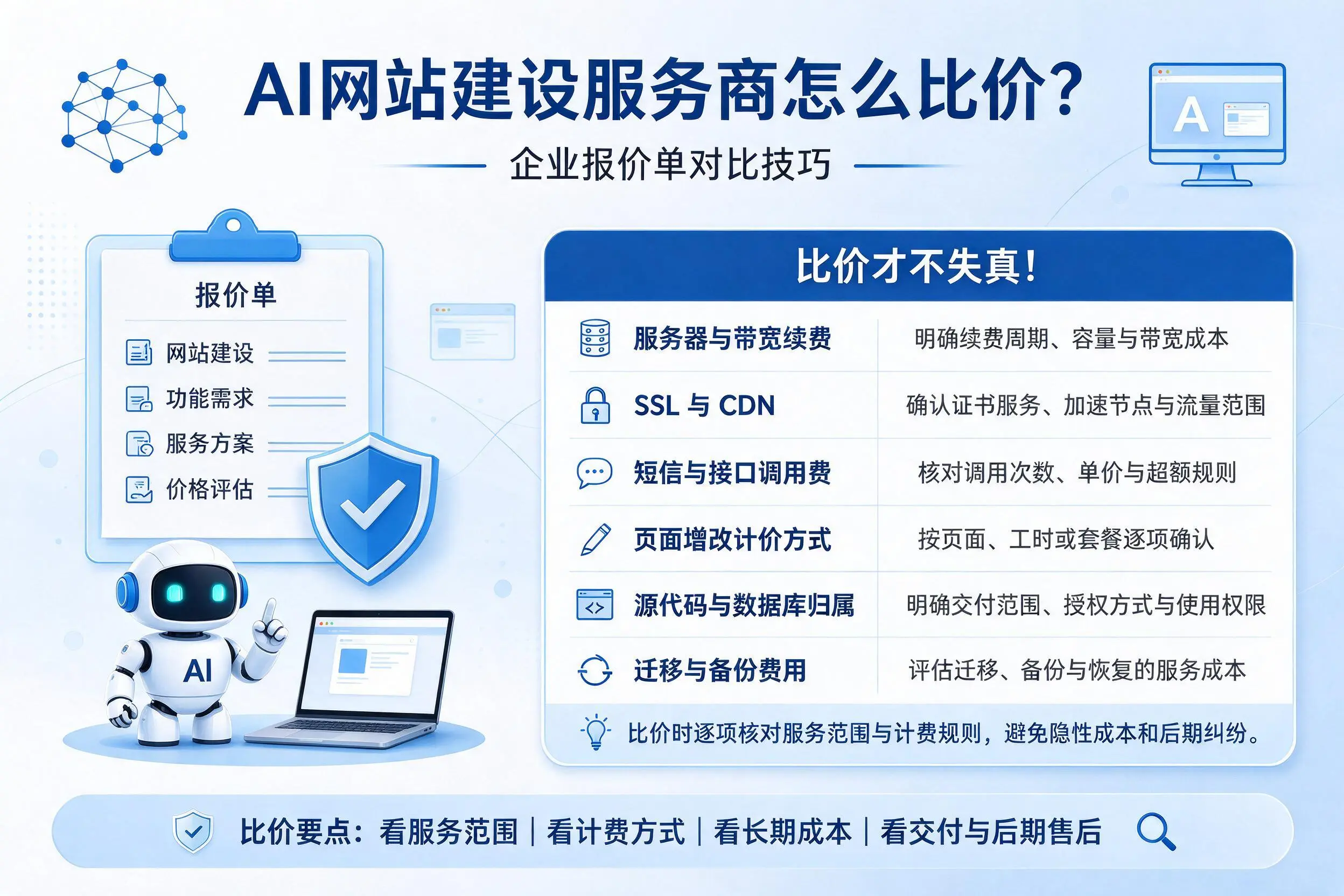 AI网站建设服务商怎么比价?十堰企业报价单对比技巧