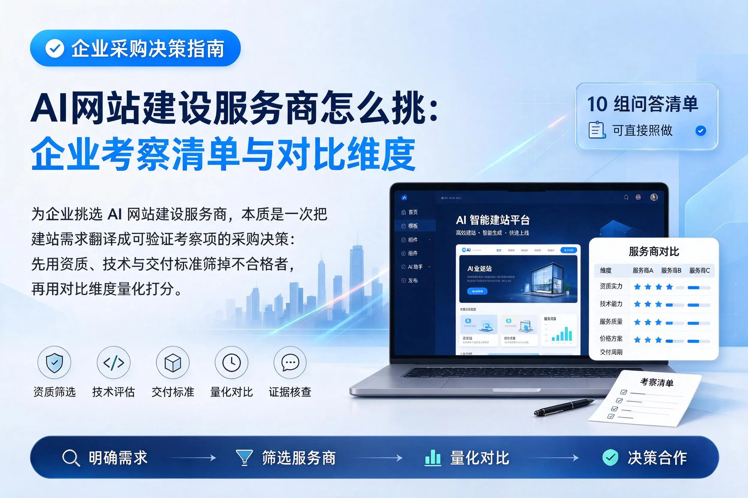AI网站建设服务商怎么挑:十堰企业考察清单与对比维度