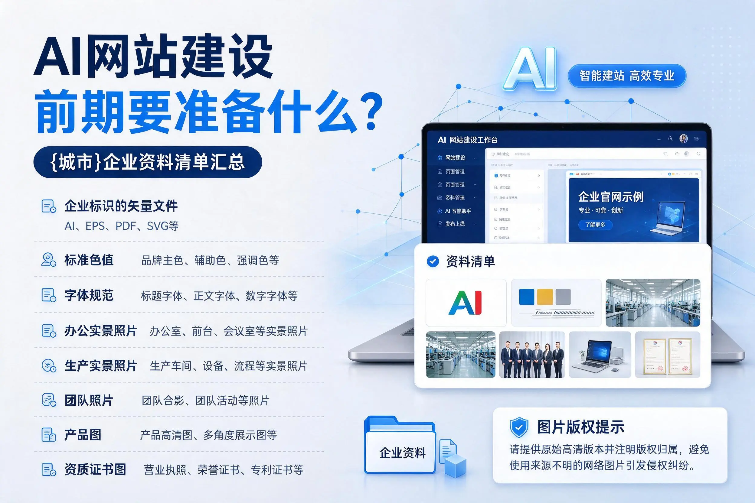 AI网站建设前期要准备什么?十堰企业资料清单汇总