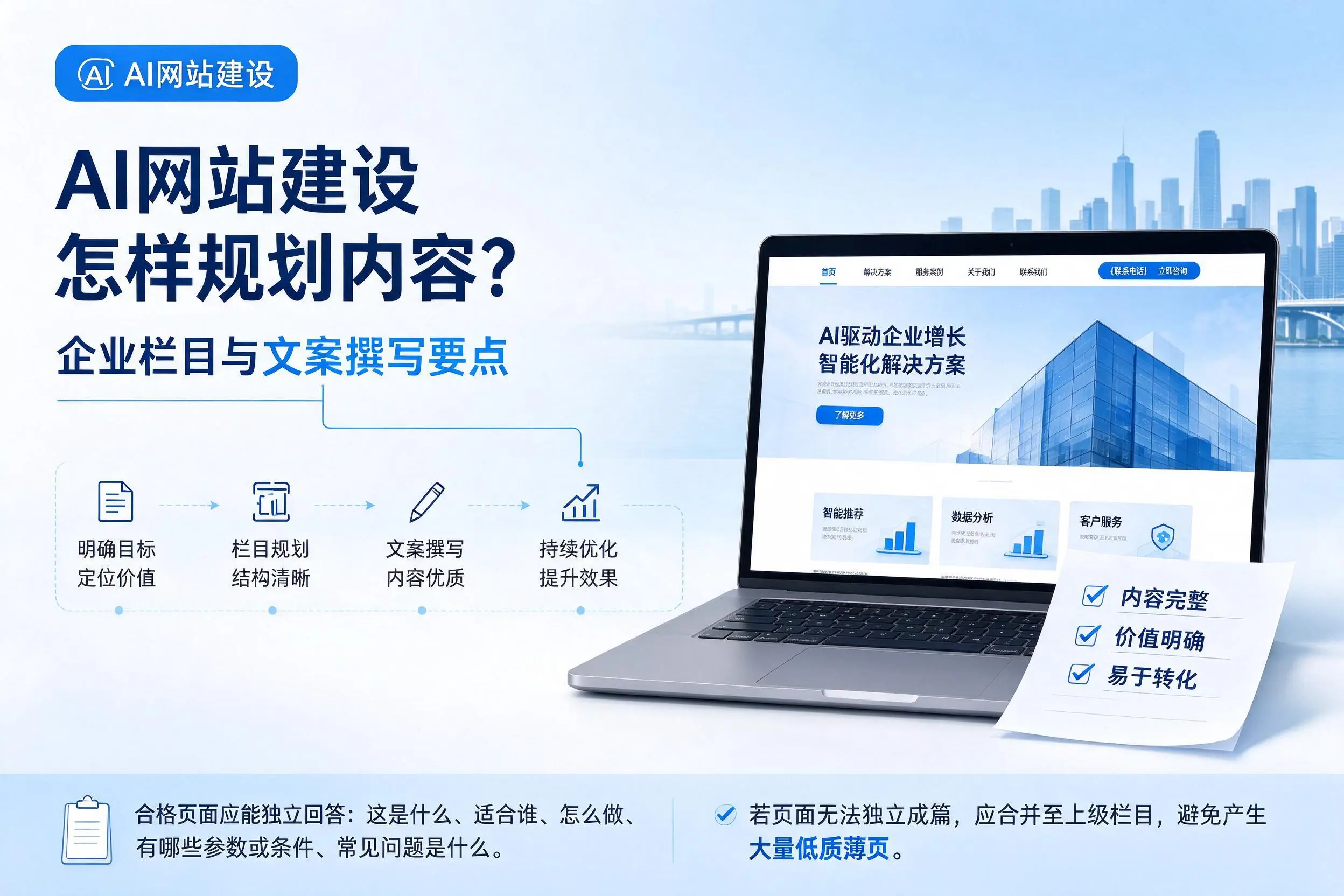 AI网站建设怎样规划内容?十堰企业栏目与文案撰写要点