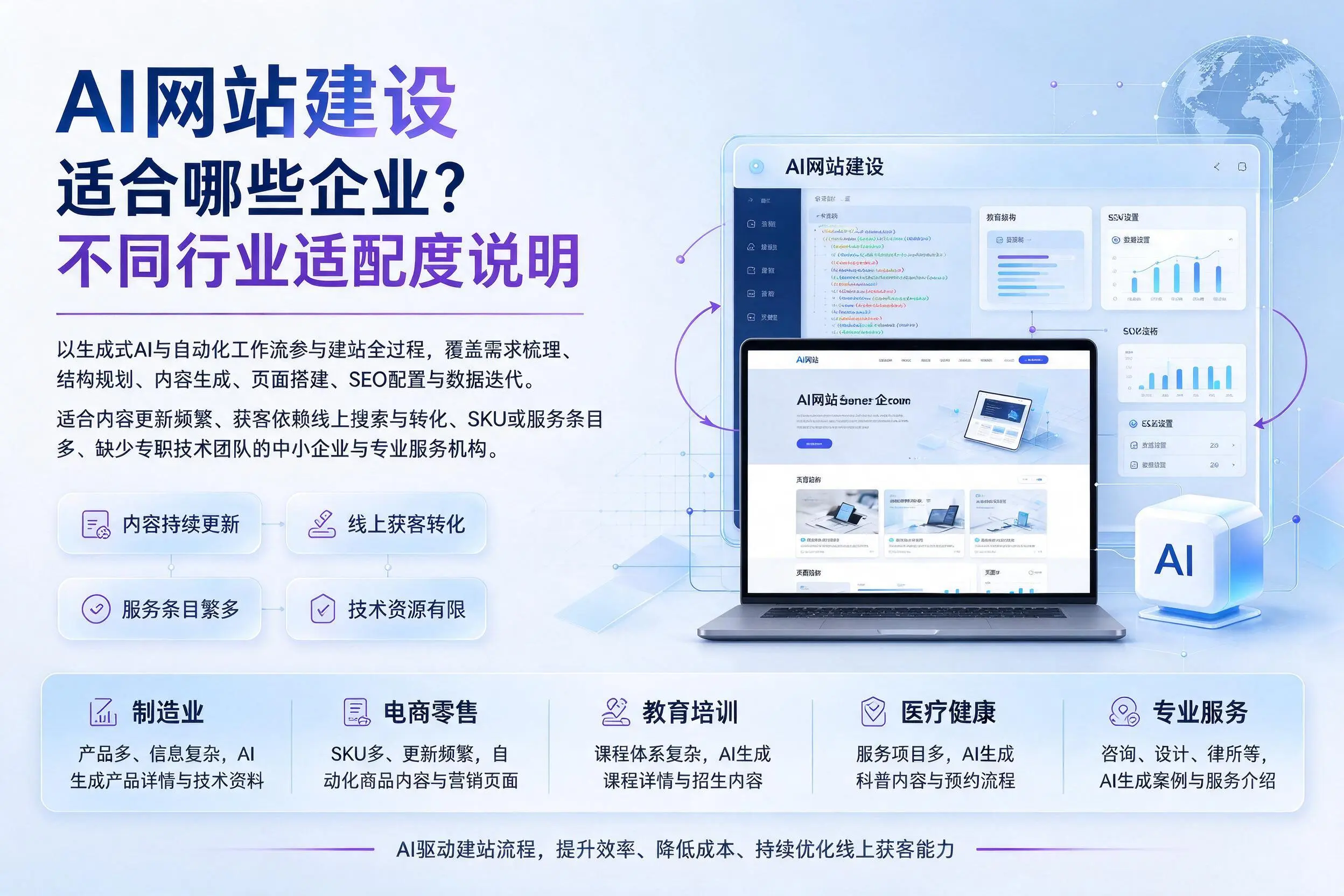 AI网站建设适合哪些企业？十堰不同行业适配度说明